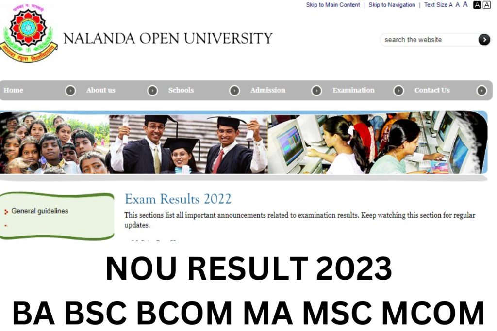 NOU Result 2023, Nalanda Open University BA BSC B.com B.ed Results @ nou.ac.in