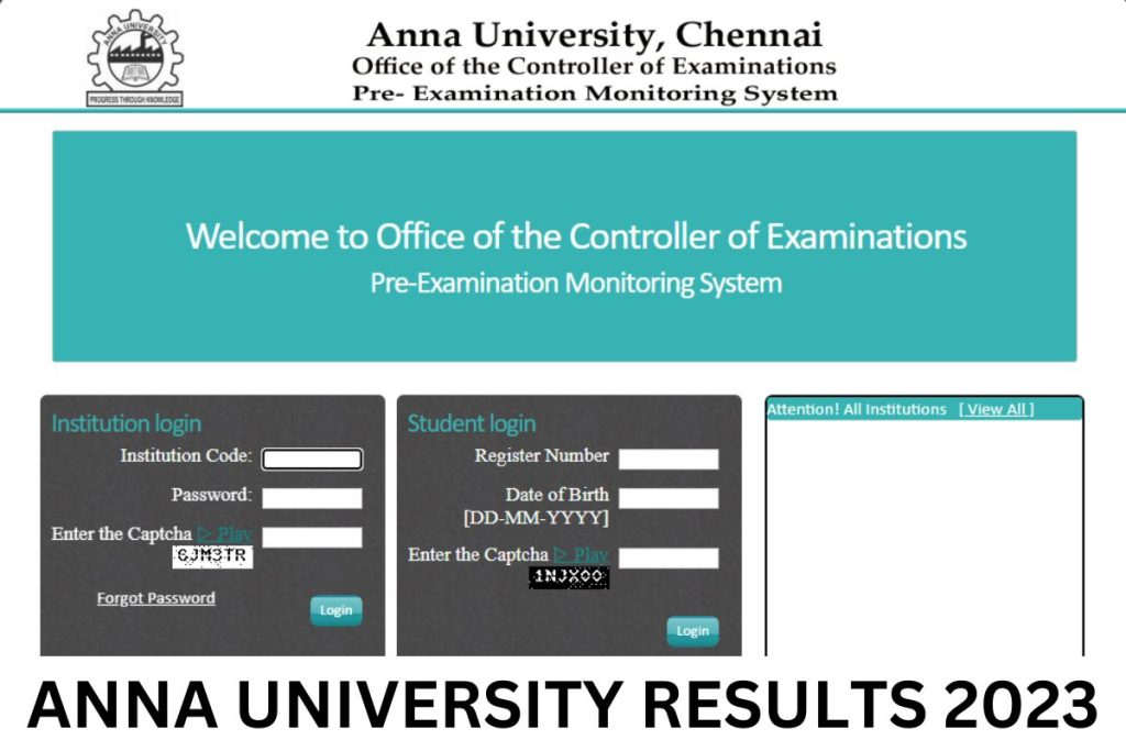 Anna University Results 2023, coe1.annauniv.edu UG PG Result Link