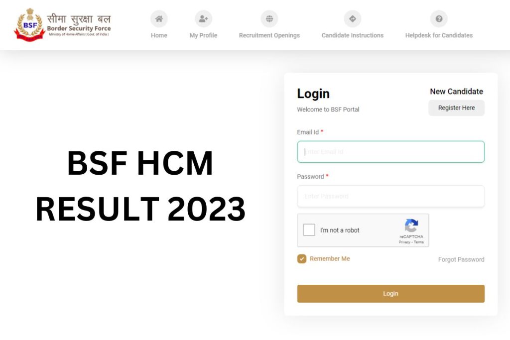 BSF HCM Result 2023, ASI Cut Off Marks, Merit List PDF @ rectt.bsf.gov.in