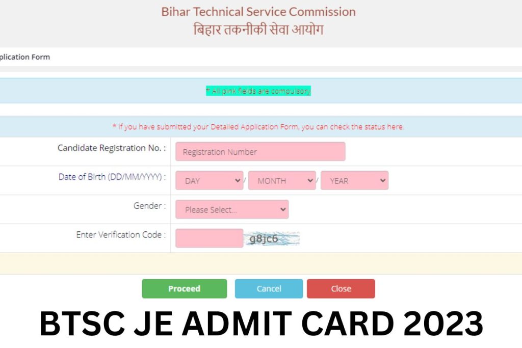 BTSC JE Admit Card 2023, Bihar Junior Engineer Exam Date