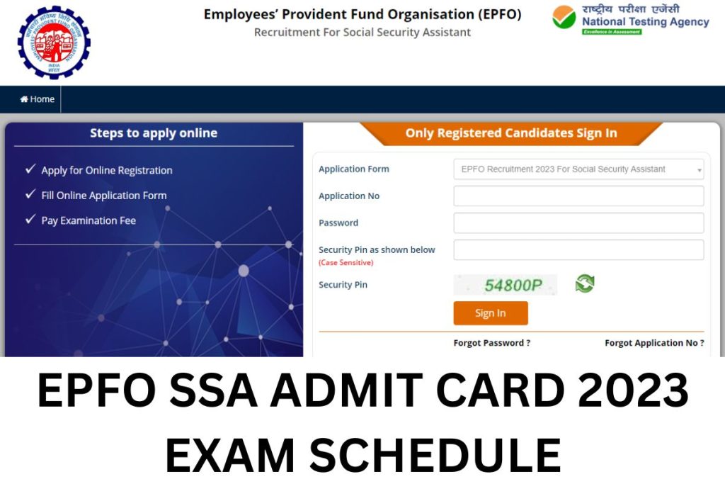 EPFO SSA Admit Card 2023, Social Security Assistant Call Letter Link