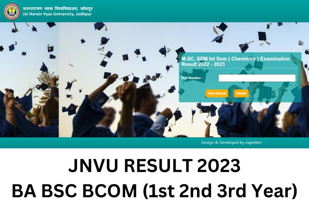 JNVU Result 2023 Jai Narayan Vyas University BA BSc BCom 1st, 2nd, 3rd Year Results @ jnvuiums.in
