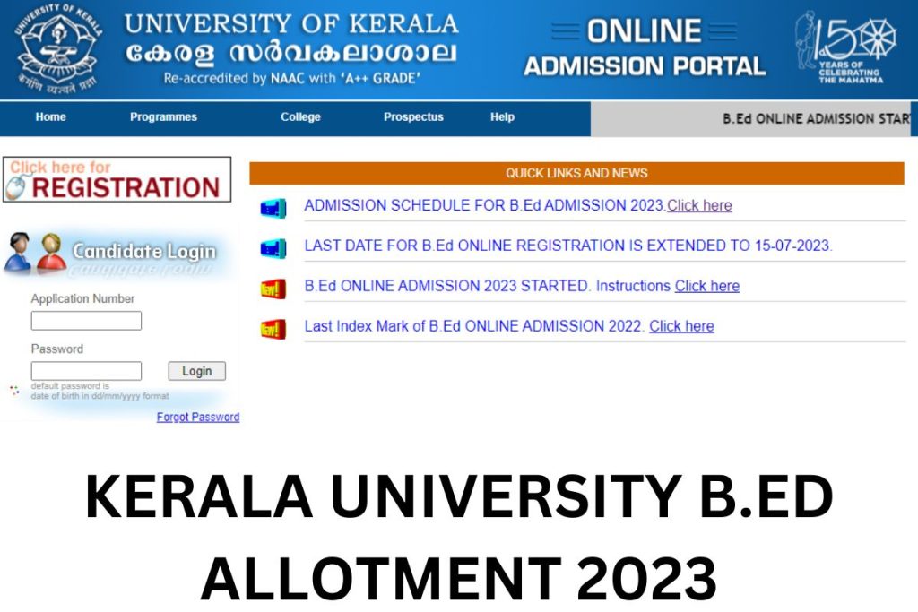 Kerala University B.Ed Trial Allotment 2023 @ admissions.keralauniversity.ac.in