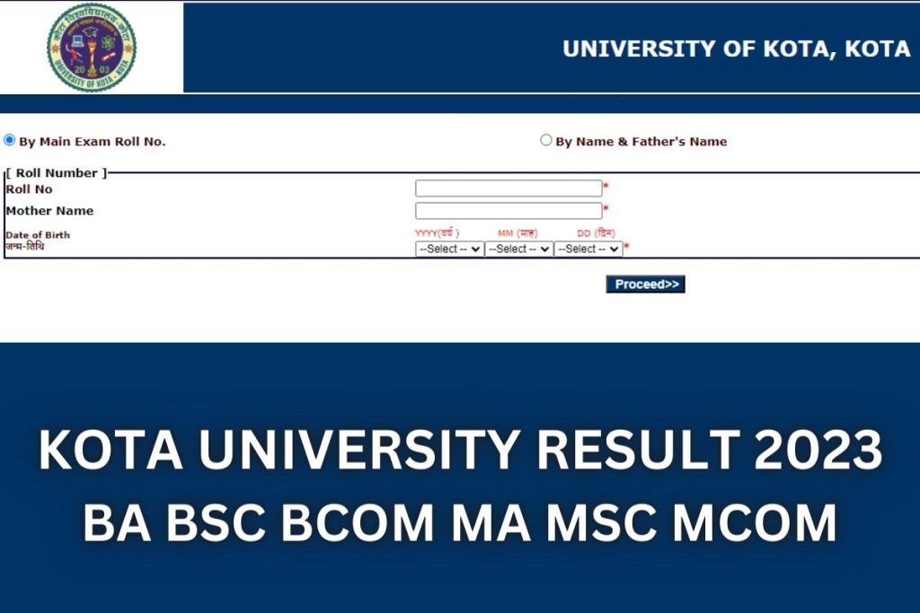 Kota University Result 2023, UOK BA BSc BCom Results 2023 @ univexam.info