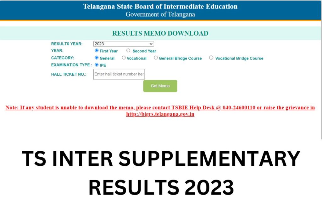 TS Inter Supplementary Results 2023, 1st 2nd Year Supply Result @ tsbie.cgg.gov.in