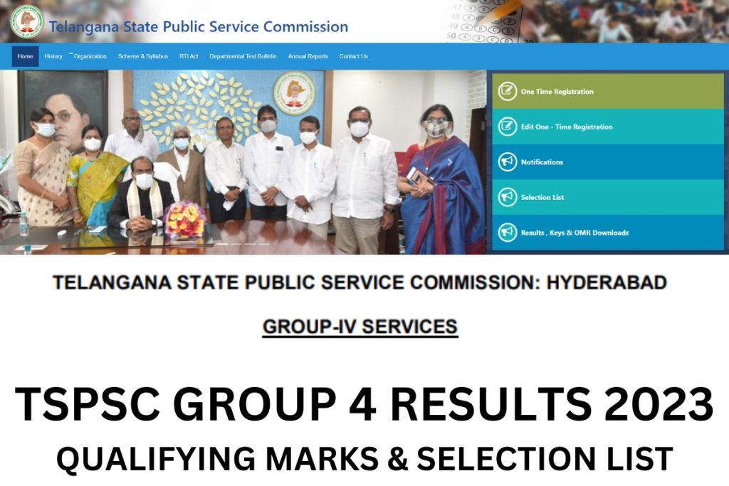 TSPSC Group 4 Results 2023, Cut Off Marks, Selection List