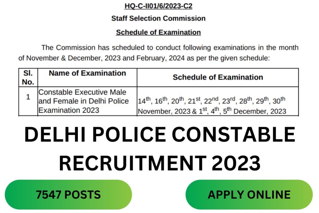 Delhi Police Constable Recruitment 2023 Notification PDF, Eligibility, Vacancy, Apply Online