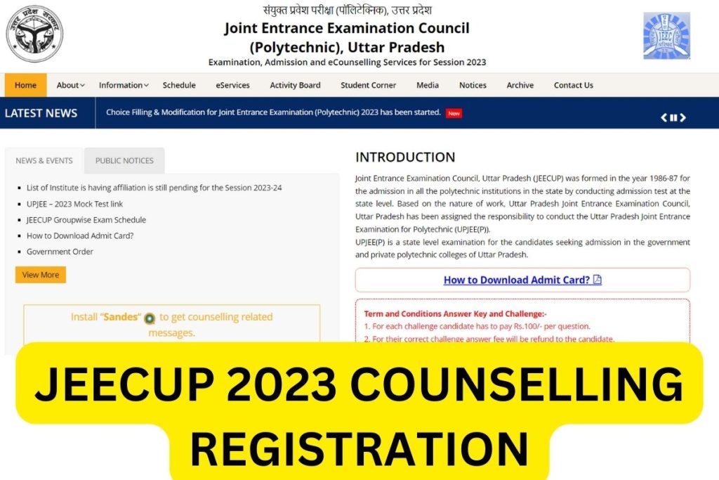 JEECUP Counselling 2023 Schedule, Online Registration, Web Options, Seat Allotment