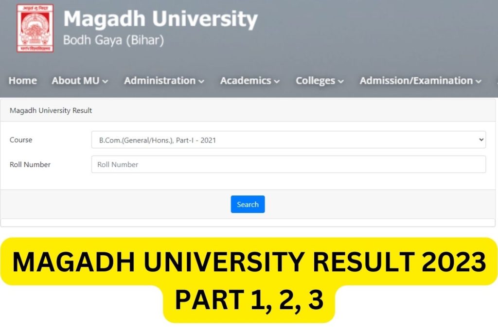 Magadh University Result 2023, MU BA BSc BCom Part 1, 2, 3
