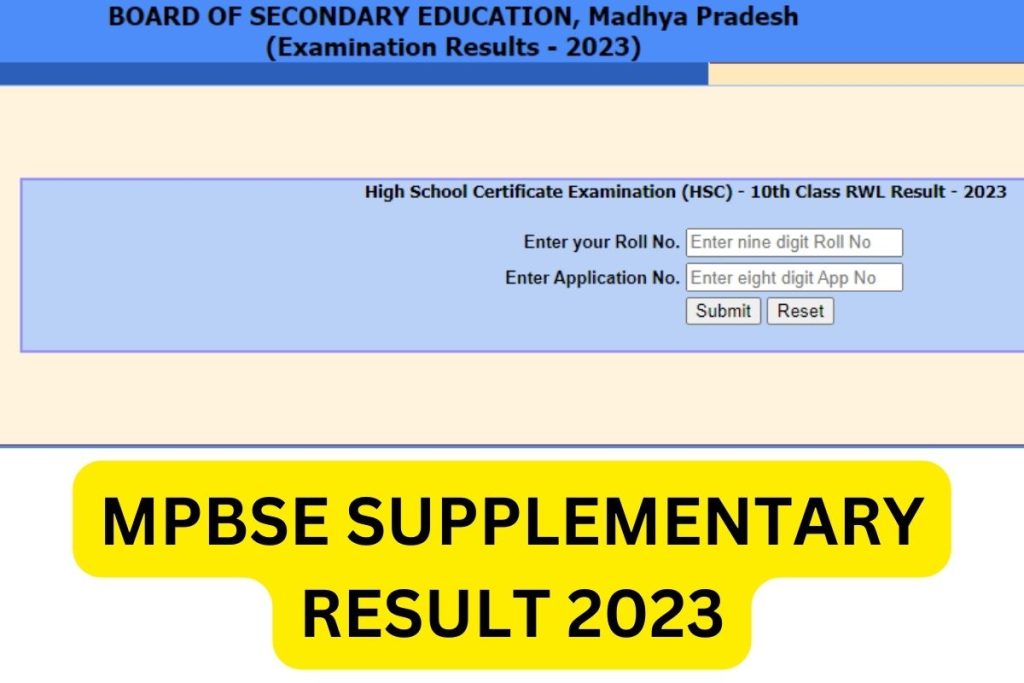MPBSE Supplementary Result 2023, MP Board 10th 12th Compartment Results @ mpbse.nic.in