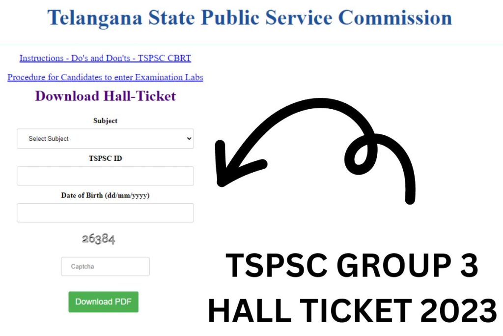 TSPSC Group 3 Hall Ticket 2023, tspsc.gov.in Junior Assistant Admit Card & Exam Date