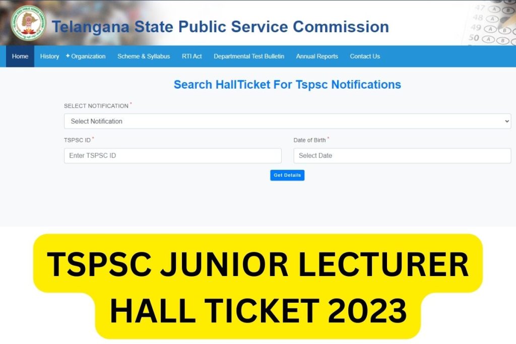 TSPSC JL Hall Ticket 2023, Junior Lecturer Exam Date