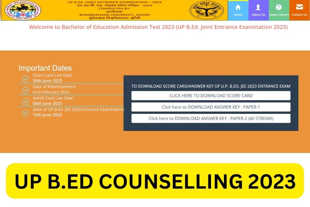 UP B.Ed Counselling 2023 Date, Registration, College List, Allotment Result