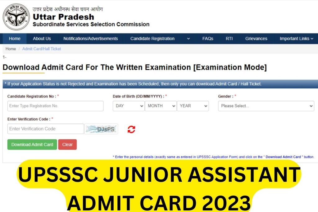 UPSSSC Junior Assistant Admit Card 22023, upsssc.gov.in Hall Ticket Link