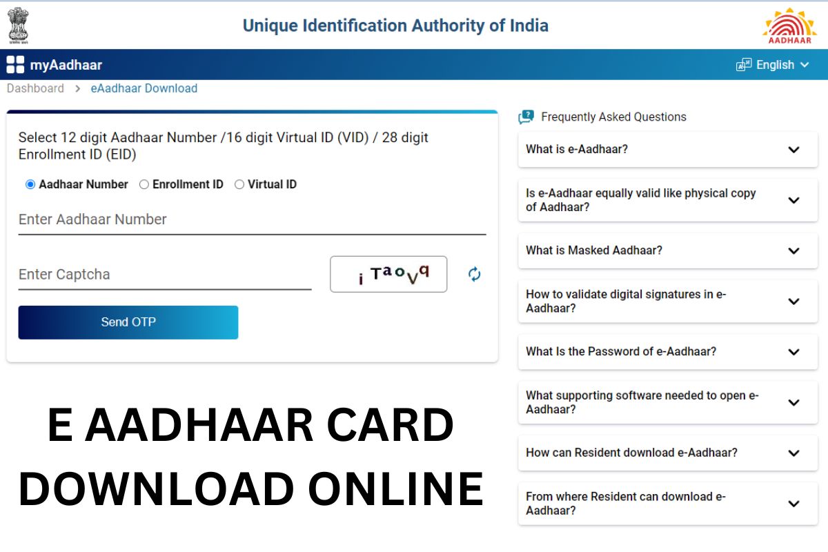 E Aadhaar Card Download Pdf, myaadhaar.uidai.gov.in Status Check