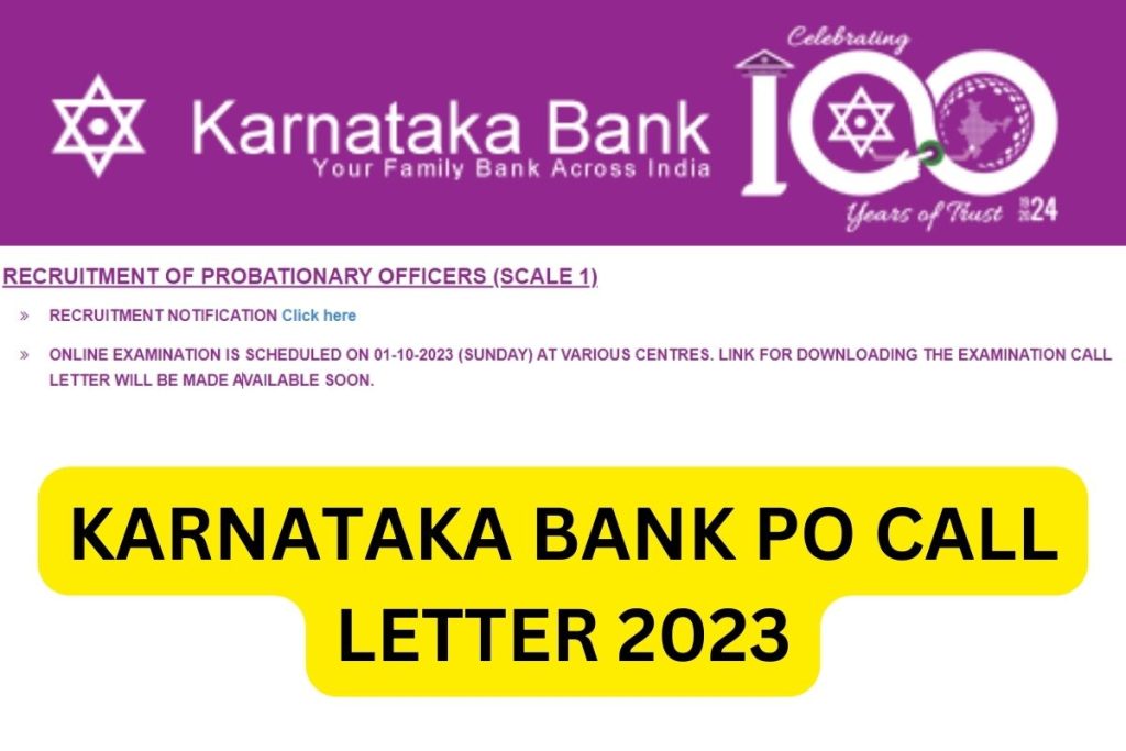 Karnataka Bank PO Hall Ticket 2023, Probationary Officer Call Letter Link