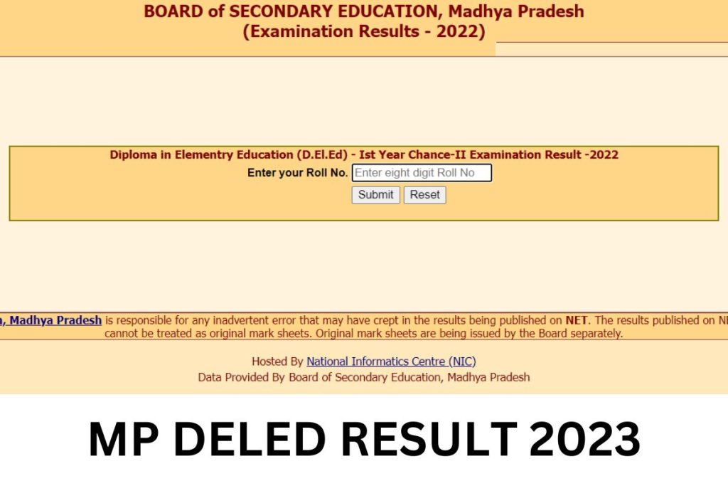 MP Deled Result 2023 1st Year & 2nd Year Marksheet
