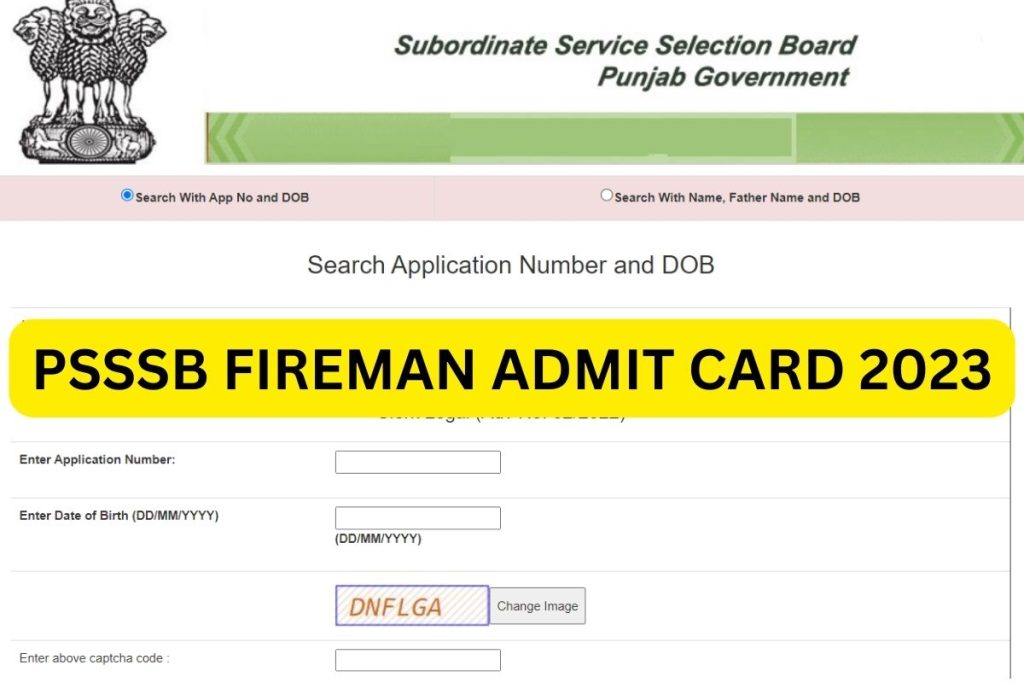PSSSB Fireman Admit Card 2023, Exam Date