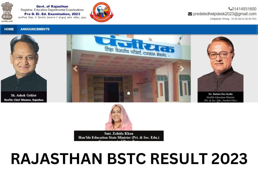 Panjiyakpredeled.in BSTC Result 2023, Rajasthan Pre Deled Cut Off Marks