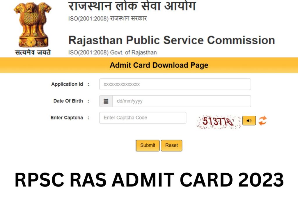 RPSC RAS Admit Card 2023, Prelims Exam Date