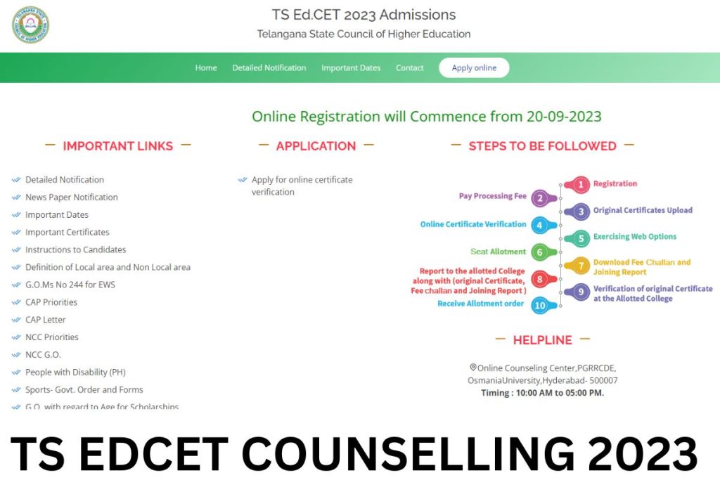 TS EDCET Counselling 2023 Schedule, Registration