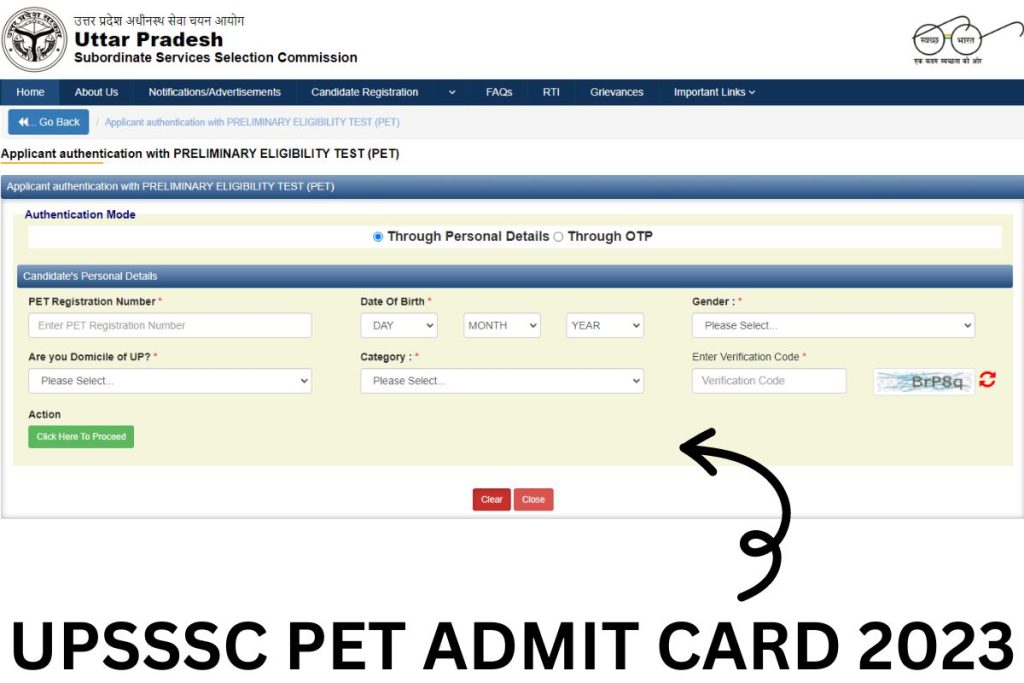 UPSSC PET Exam Date 2023, UP PET Admit Card Link