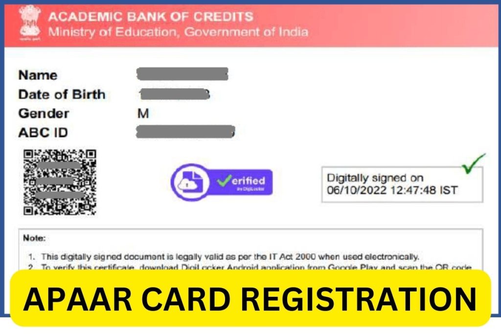 APAAR ID, One Nation One Student ID Registration, ABC Card PDF Download