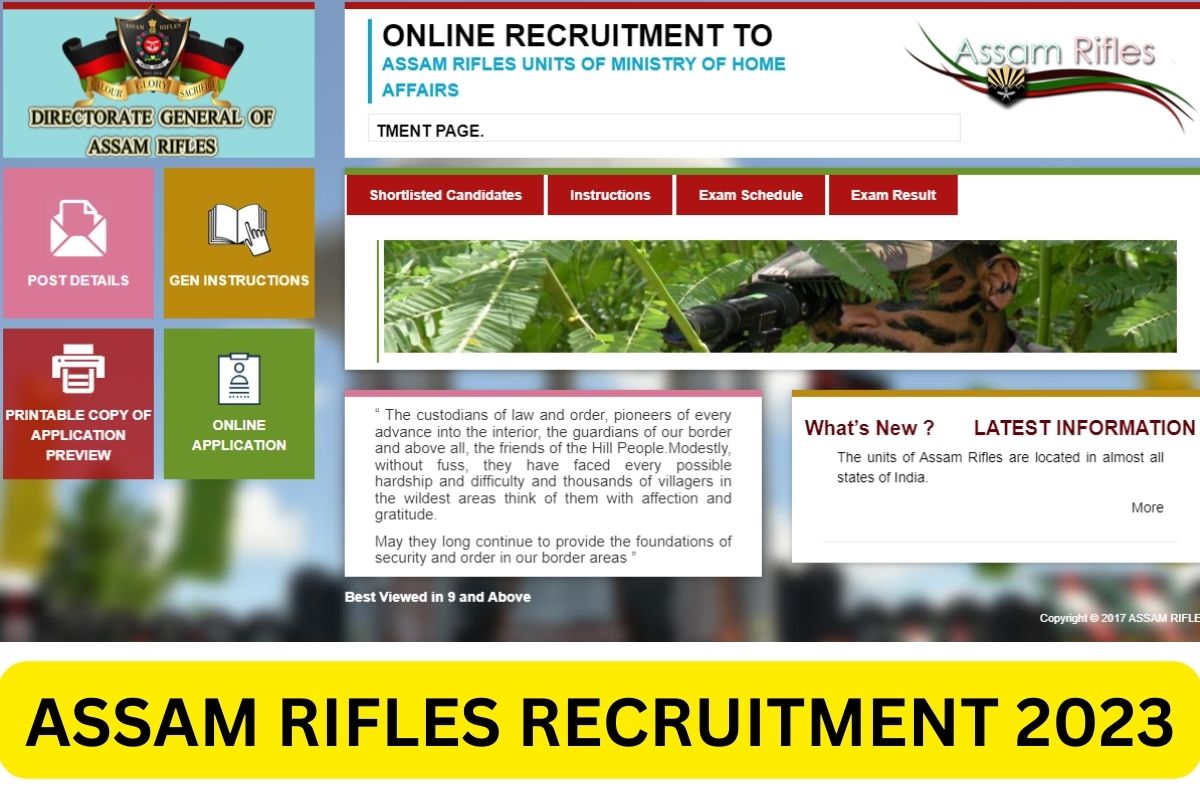 Assam Rifles Recruitment 2023, Notification, Apply Online Form Link