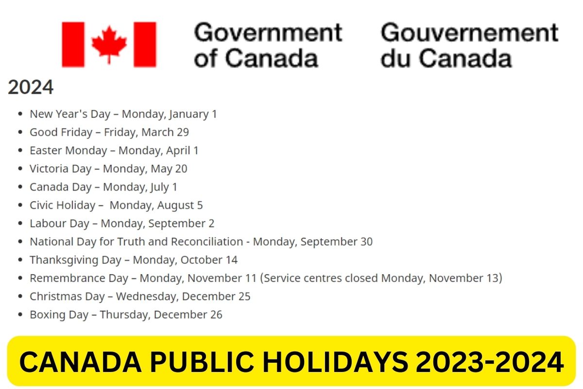 Canada Public Holidays 2024, Statutory Holidays in Canada