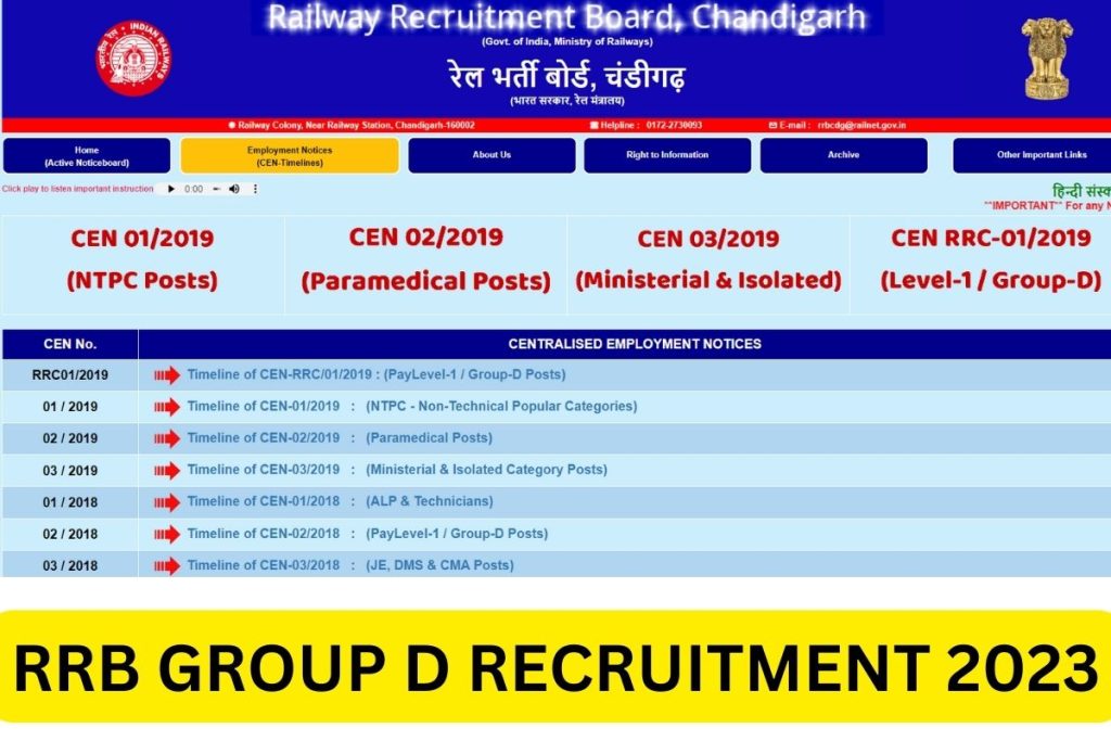 RRB Group D Notification 2023, Recruitment, Eligibility, Application Form