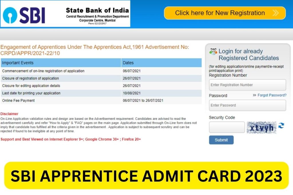 SBI Apprentice Admit Card 2023, Exam Date