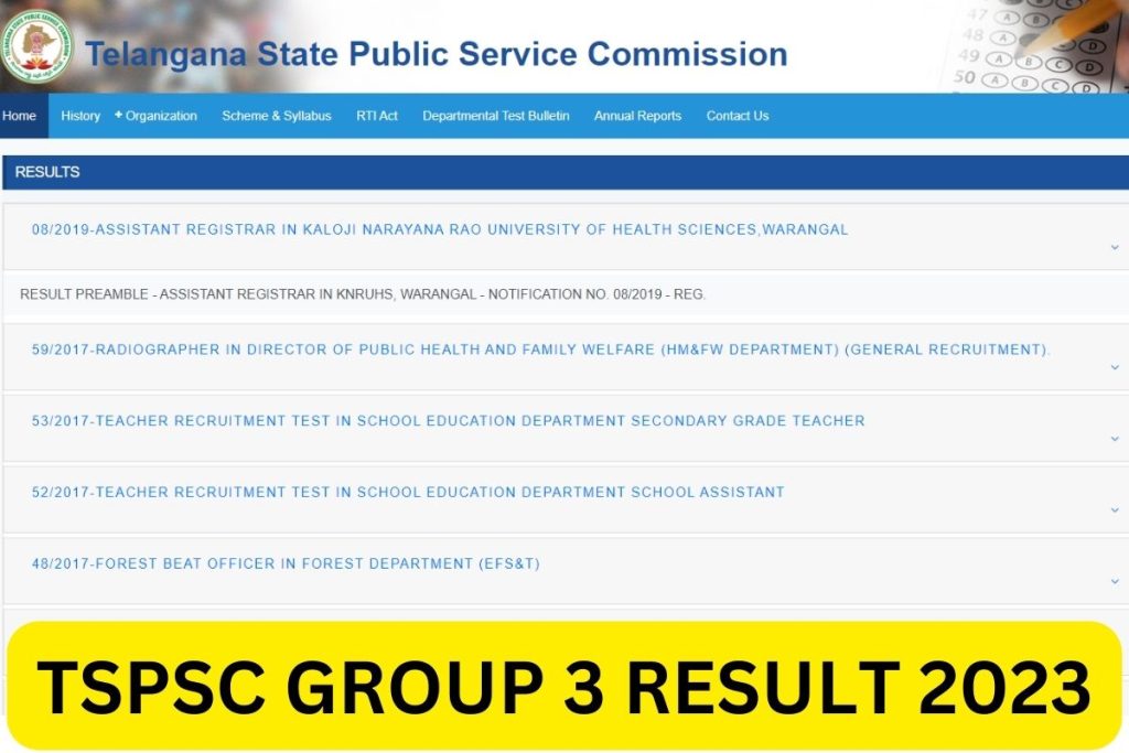TSPSC Group 3 Result 2023, Cut Off Marks, Merit List