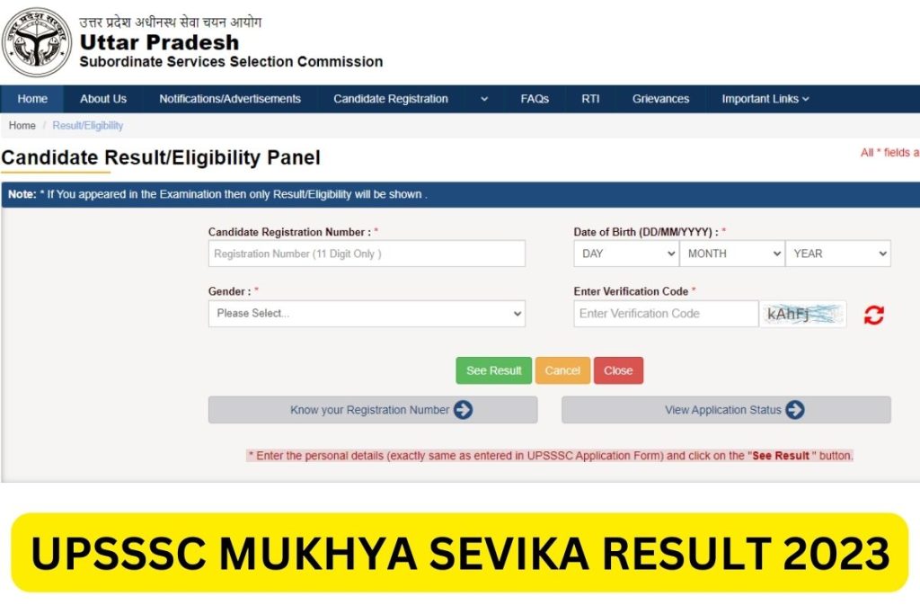 UPSSSC Mukhya Sevika Result 2023, Cut Off Marks, Merit List