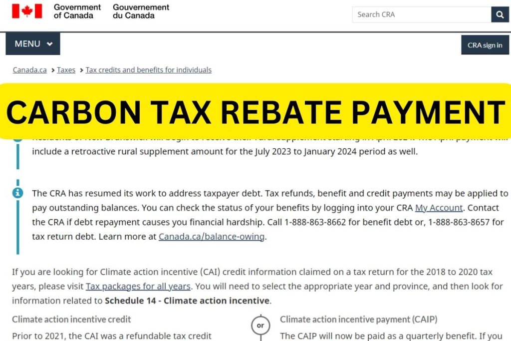 Carbon Tax Rebate 2023 Dates, Eligibility,  Payment