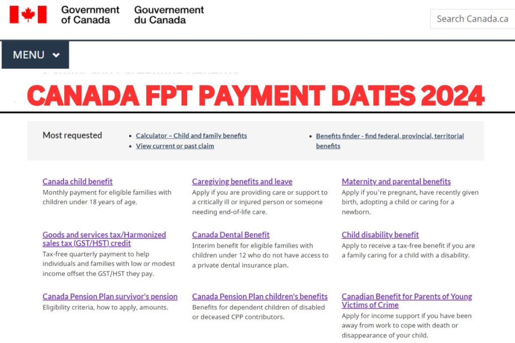 Canada FPT Payment Dates 2024