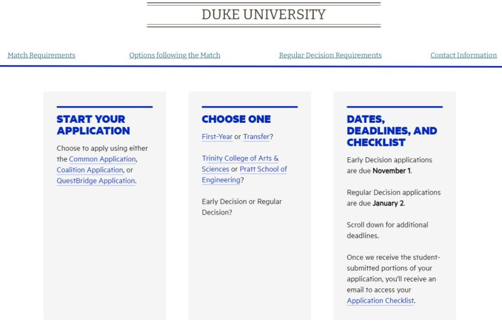 Duke University Admissions 2024