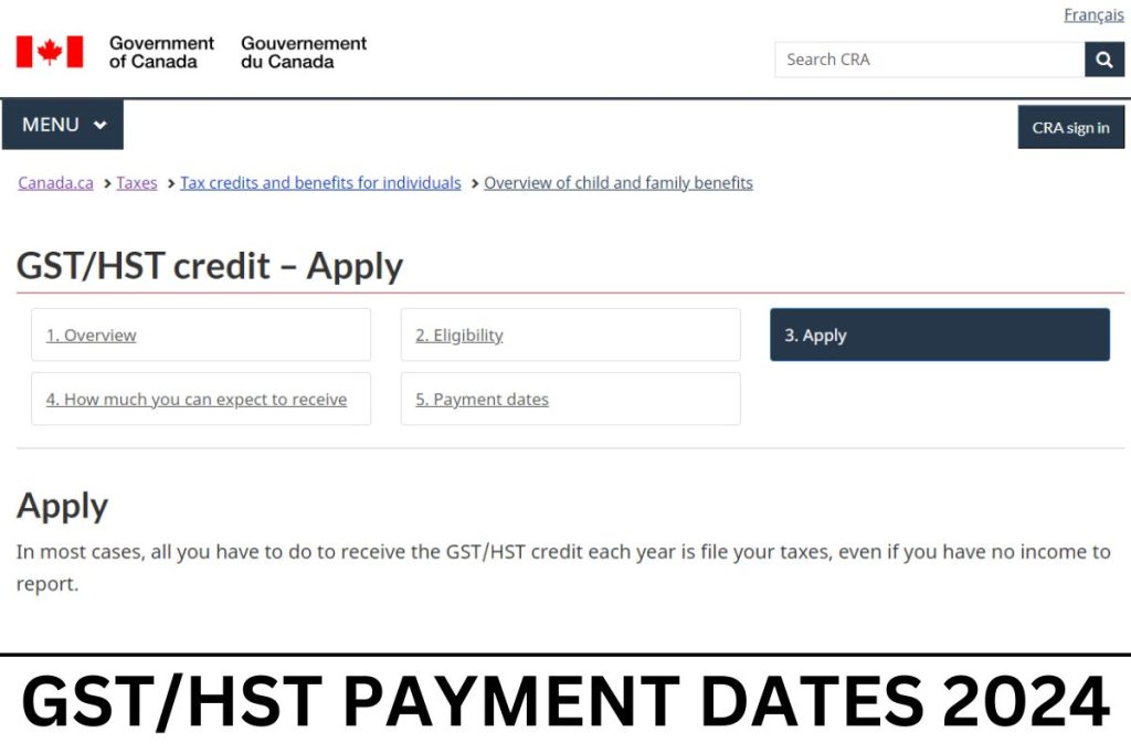 GST HST Payment Dates 2024
