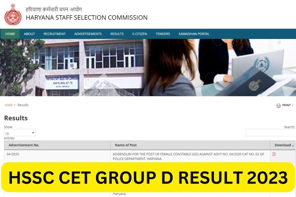 HSSC CET Group D Result 2023, Cut Off Marks, Scorecard, Merit List