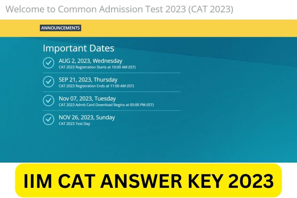 आईआईएम कैट उत्तर कुंजी 2023, परिणाम, कटऑफ अंक, मेरिट सूची 