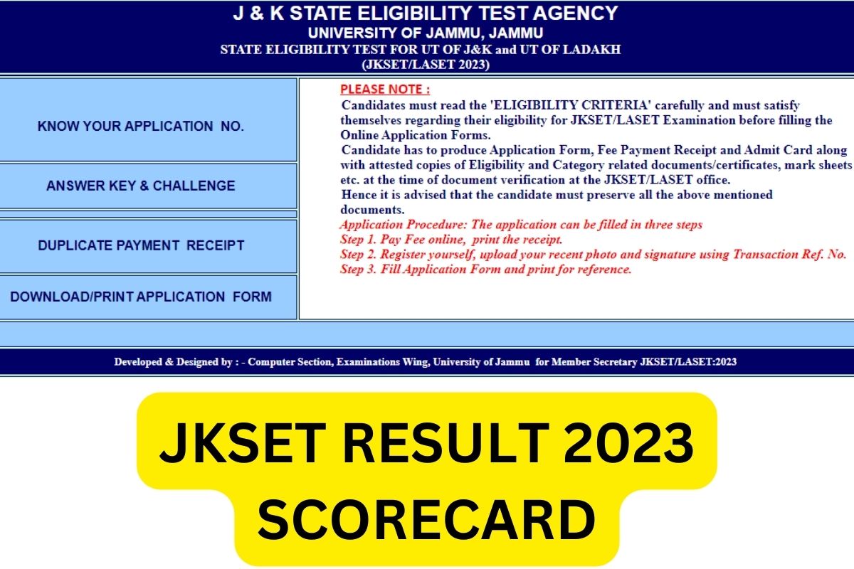 JKSET Result 2024, Jammu Kashmir SET Scorecard, Cut Off Marks