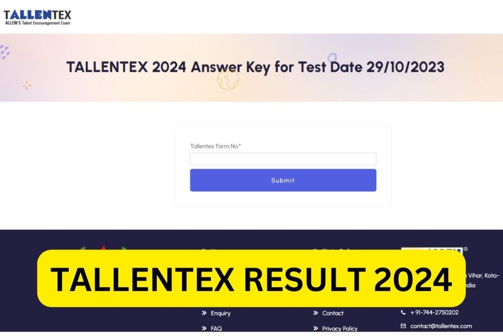 Tallentex Result 2024, Answer Key PDF, Cut Off Marks