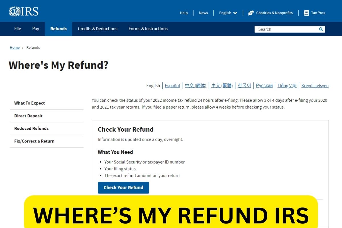 Check Tax Refund Status @ Irs.gov