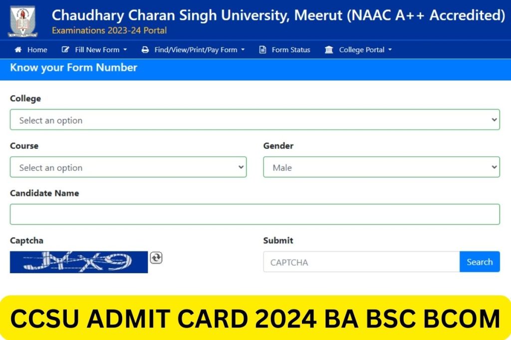 सीसीएसयू एडमिट कार्ड 2024, ccsuniversity.ac.in बीए, बीएससी, बीकॉम हॉल टिकट डाउनलोड