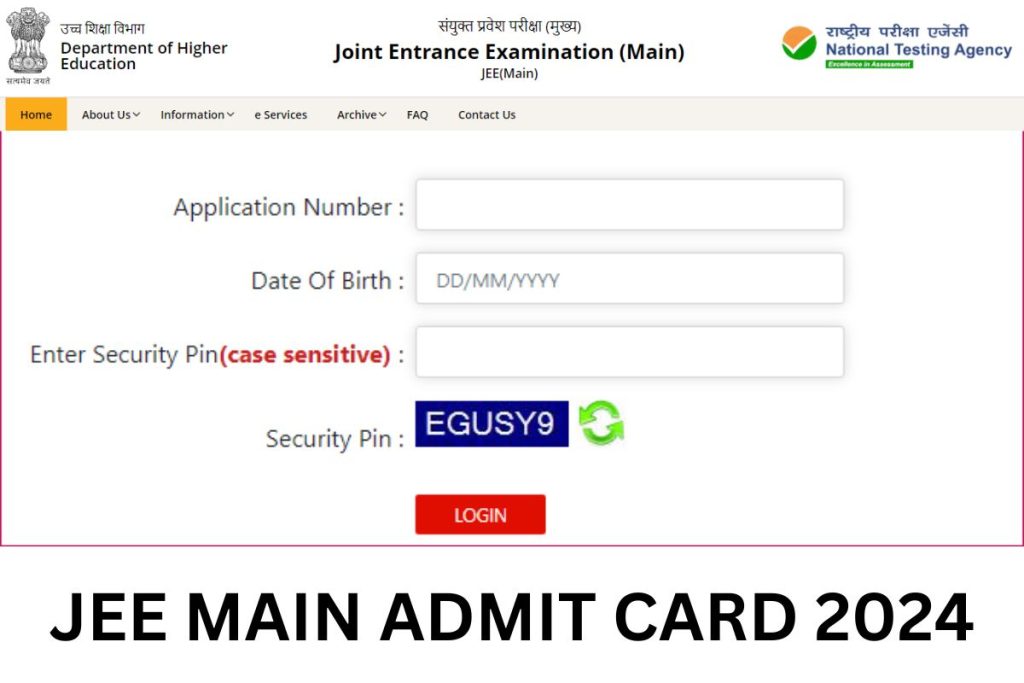 JEE Main 2024 Admit Card, Exam City Slip, Exam Date