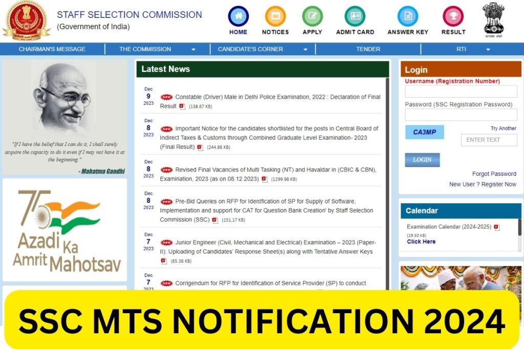 SSC MTS Notification 2024, Havildar Recruitment, Application Form, Vacancy, Apply Online