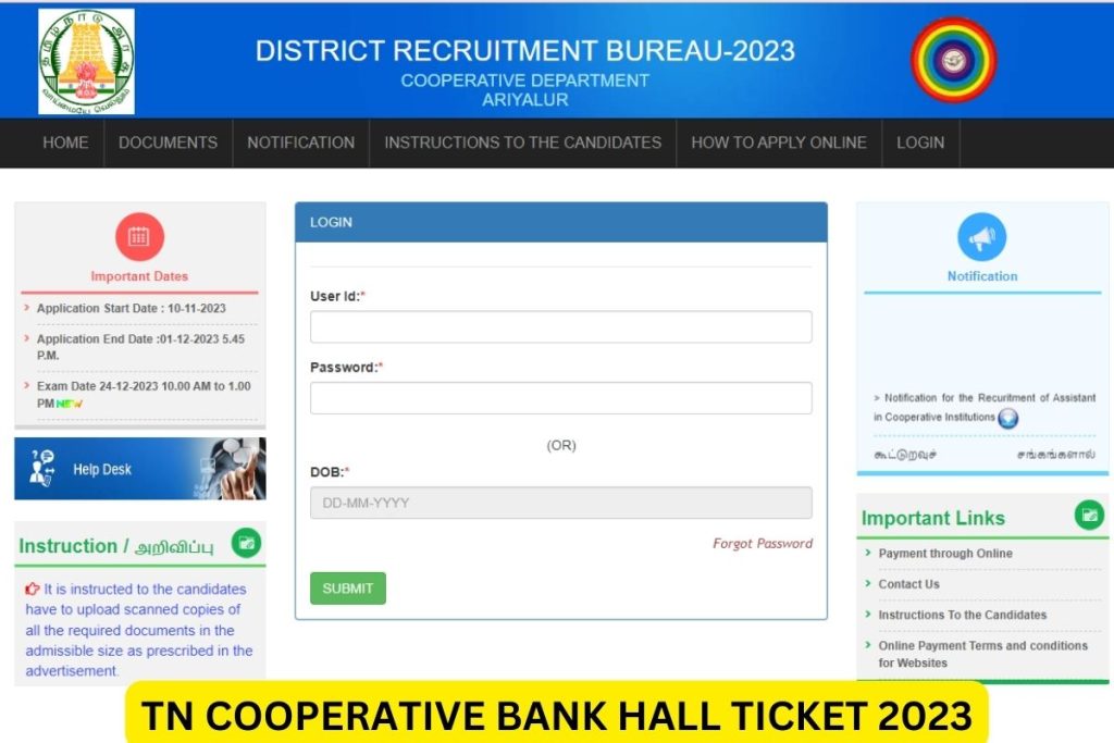 DRB Hall Ticket 2023 - TN Cooperative Bank Admit Card Download Link