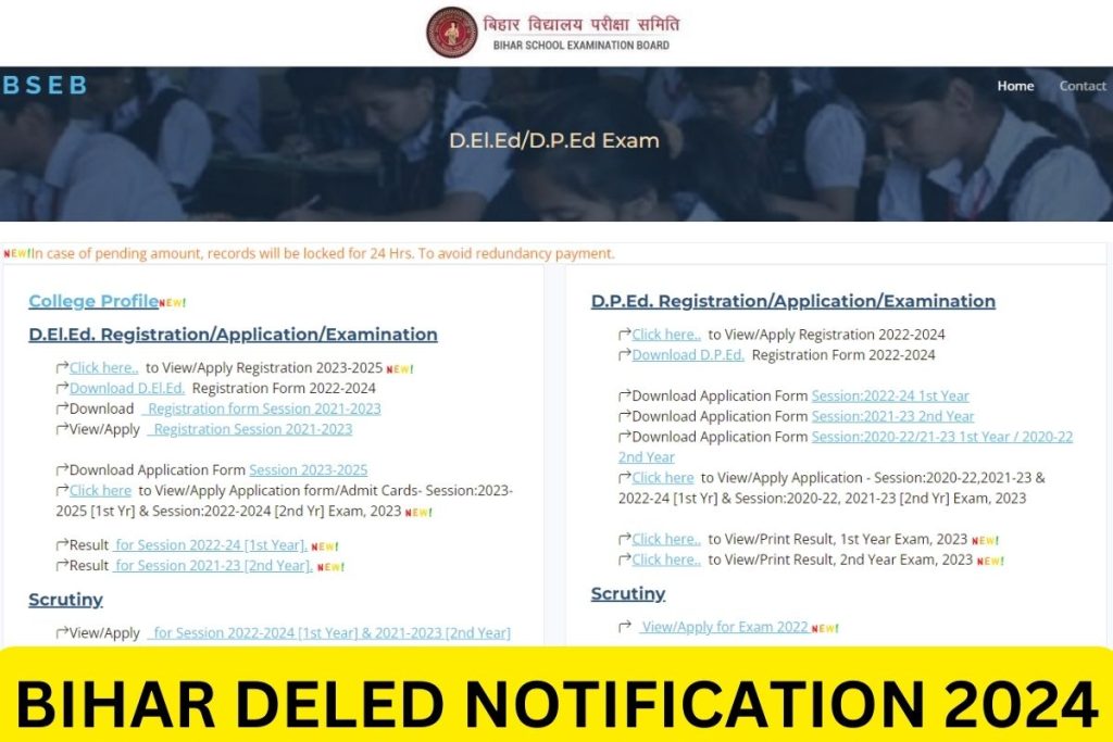 Bihar Deled Notification 2024, Application Form