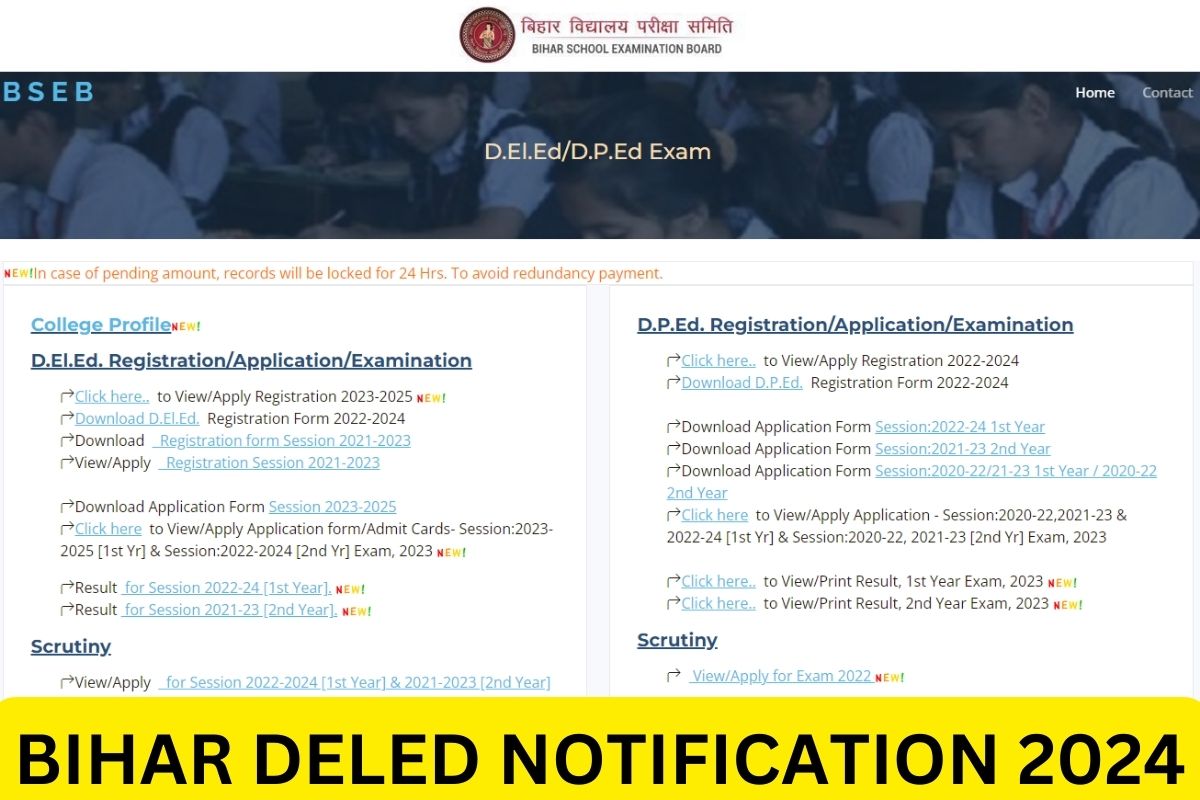 Bihar Deled Notification 2024 - Check Application Form @ deledbihar.com