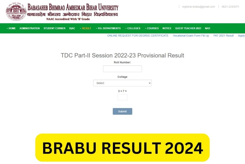 बीआरएबीयू परिणाम 2024 - भाग 1, 2 और 3 परिणाम