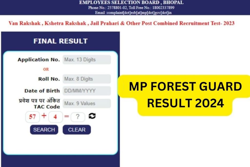 MP Forest Guard Result 2024, Vanrakshak Cut Off Marks, Merit List